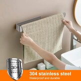 Ibergrif M34454A Handdoekhouder zonder boren, 37 cm, 304 roestvrij staal, handdoekstang om te plakken, voor badkamer en keuken