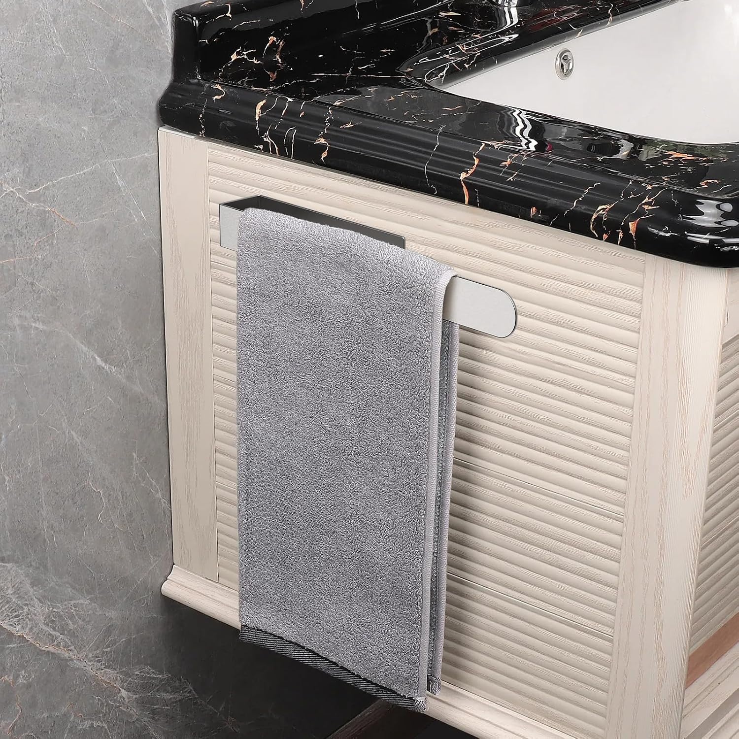 Ibergrif M34454A Handdoekhouder zonder boren, 37 cm, 304 roestvrij staal, handdoekstang om te plakken, voor badkamer en keuken
