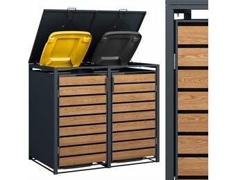 Container Ombouw Antraciet Hout voor 2x240L Containers - 55% Korting
