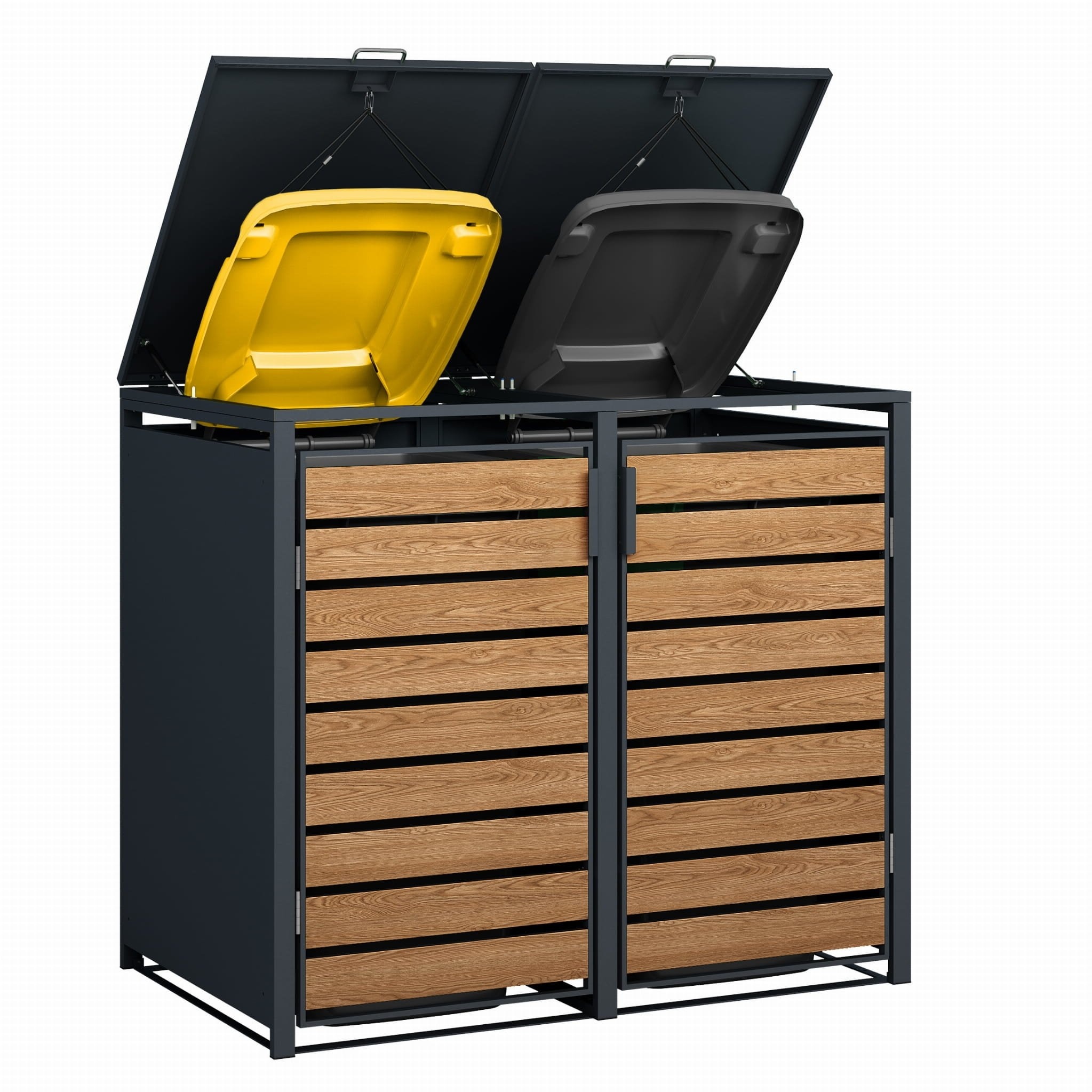 Container Ombouw Antraciet Hout voor 2x240L Containers - 55% Korting