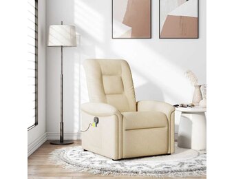 vidaXL Massagestoel verstelbaar stof crèmekleurig