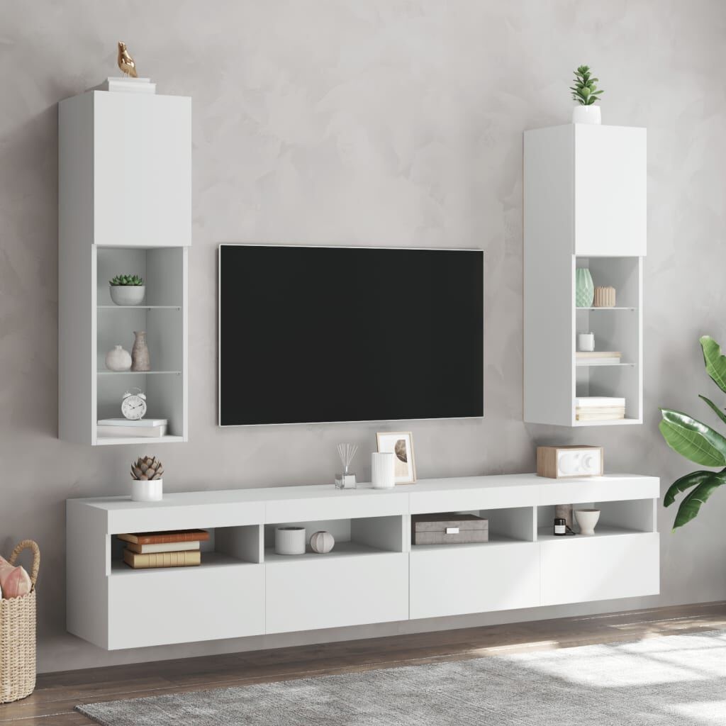 vidaXL Tv-meubel met LED-verlichting 30,5x30x102 cm wit