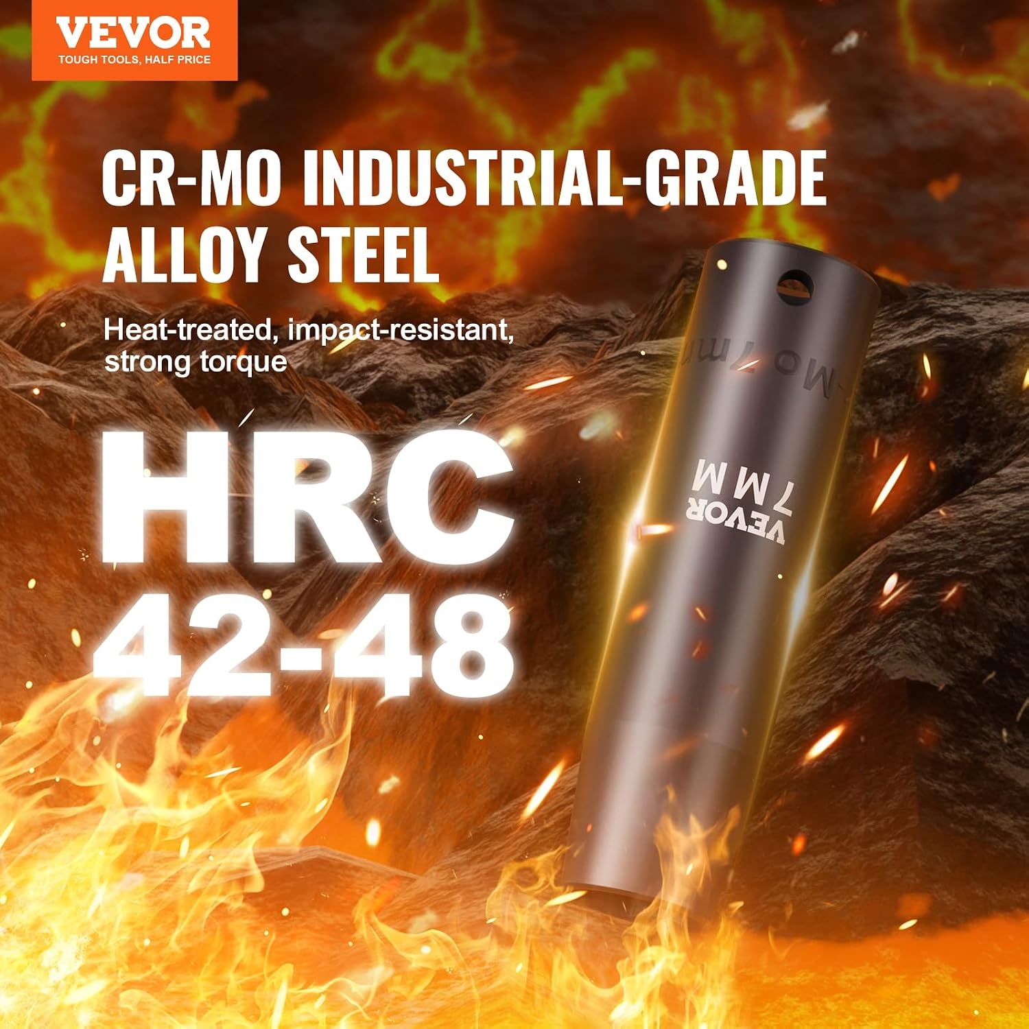 VEVOR 1/2" Drive Impact Socket Set, 9-delige Diepe Socket Set Metrisch 29-38mm, 6-punts Cr-Mo gelegeerd staal voor Auto Reparatie, Gemakkelijk af te lezen Maatmarkeringen, Robuuste constructie,