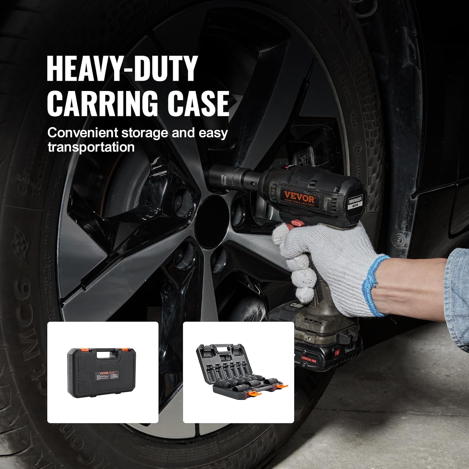 VEVOR 1/2" Drive Impact Socket Set, 9-delige Diepe Socket Set Metrisch 29-38mm, 6-punts Cr-Mo gelegeerd staal voor Auto Reparatie, Gemakkelijk af te lezen Maatmarkeringen, Robuuste constructie,