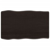 vidaXL Tafelblad natuurlijke rand 80x50x(2-6) cm eikenhout donkerbruin