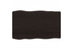 Eikenhouten Tafelblad Natuurlijke Rand 80x50cm Donkerbruin - 51% Korting