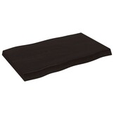 vidaXL Tafelblad natuurlijke rand 80x50x(2-6) cm eikenhout donkerbruin