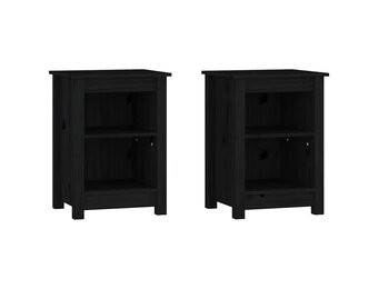 vidaXL Nachtkastjes 2 st 40x35x55 cm massief grenenhout zwart
