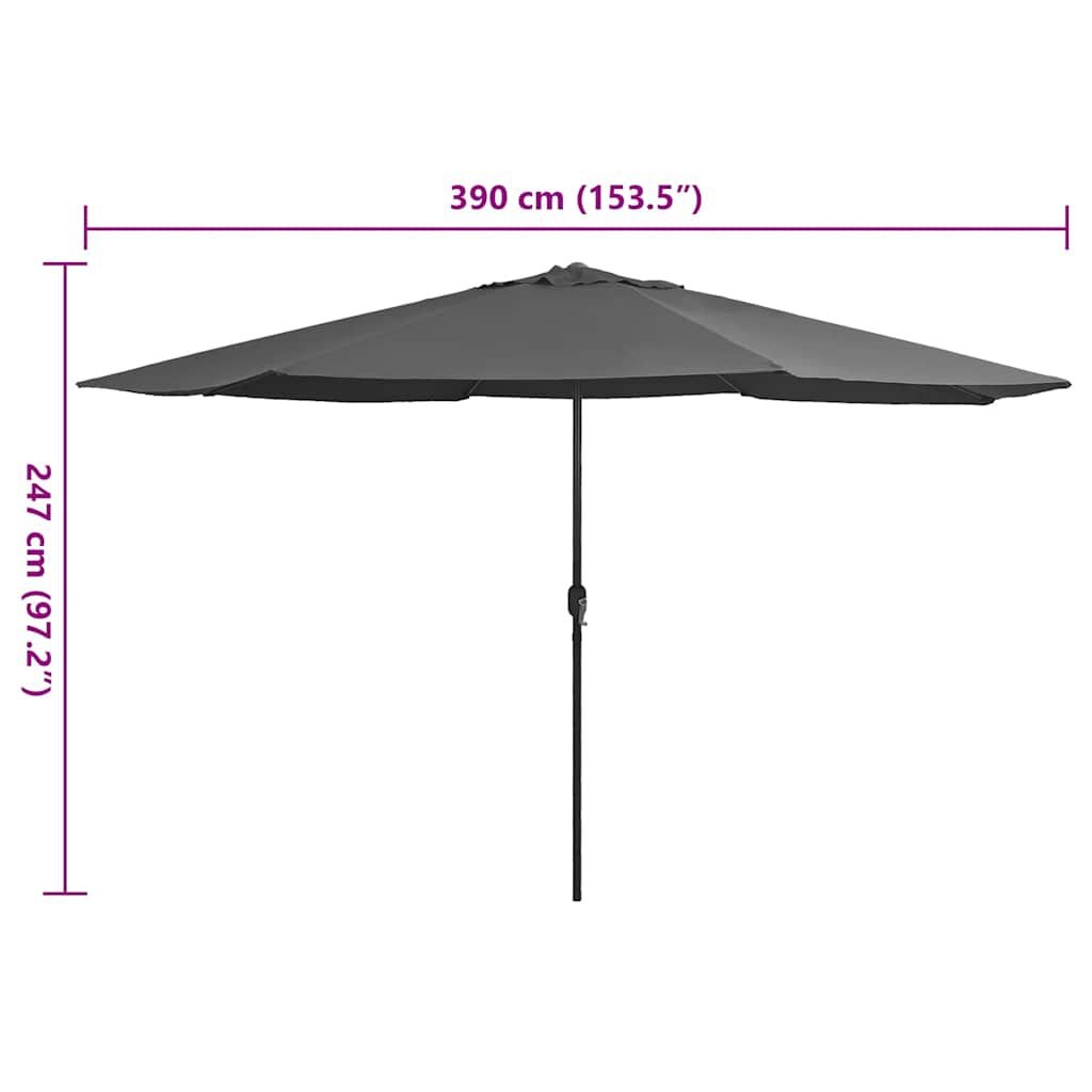 vidaXL Parasol met metalen paal 390 cm antracietkleurig