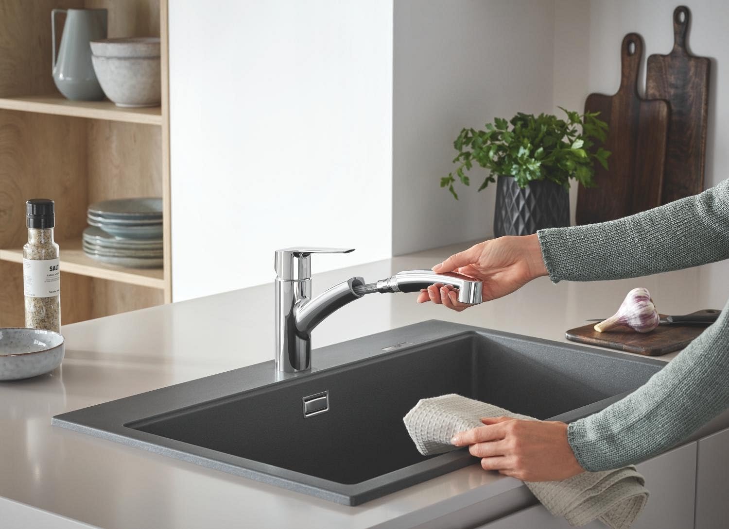 GROHE QUICKFIX Start | Eéngreeps keukenmengkraan met installatiegereedschap DN 15 | chroom | 30531001
