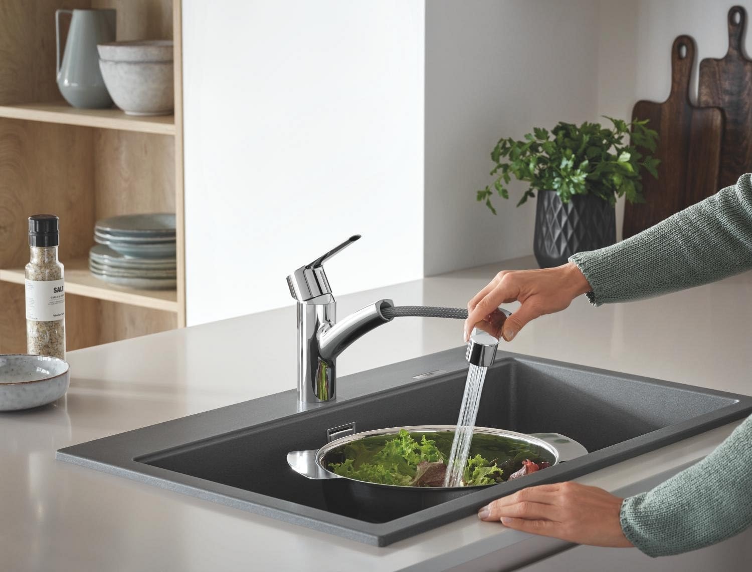 GROHE QUICKFIX Start | Eéngreeps keukenmengkraan met installatiegereedschap DN 15 | chroom | 30531001