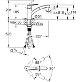 GROHE QUICKFIX Start | Eéngreeps keukenmengkraan met installatiegereedschap DN 15 | chroom | 30531001