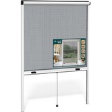 VOUNOT® Rolgordijn met aluminium frame, vliegengaas, rolgordijn met glasvezelnet, in hoogte en breedte op maat te snijden, eenvoudige montage, 130 x 160 cm (l x b x h), wit - Maat B130 x H160 cm