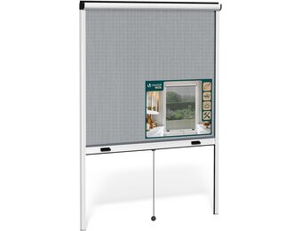 VOUNOT® Rolgordijn met aluminium frame, vliegengaas, rolgordijn met glasvezelnet, in hoogte en breedte op maat te snijden, eenvoudige montage, 130 x 160 cm (l x b x h), wit - Maat B130 x H160 cm