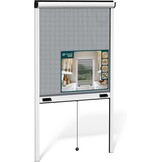 VOUNOT® Rolgordijn met aluminium frame, vliegengaas, rolgordijn met glasvezelnet, in hoogte en breedte op maat te snijden, eenvoudige montage, 130 x 160 cm (l x b x h), wit - Maat B130 x H160 cm