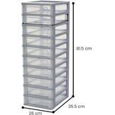 Iris Ohyama, Toren, Dressoir, Kunststof opbergorganizer met ergonomisch handvat, 10 + 4L, Unit, Met geïntegreerd handvat, BPA vrij, Kantoor, Slaapkamer, Woonkamer, OCH-2100, Grijs