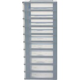Iris Ohyama, Toren, Dressoir, Kunststof opbergorganizer met ergonomisch handvat, 10 + 4L, Unit, Met geïntegreerd handvat, BPA vrij, Kantoor, Slaapkamer, Woonkamer, OCH-2100, Grijs
