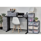 Iris Ohyama, Toren, Dressoir, Kunststof opbergorganizer met ergonomisch handvat, 10 + 4L, Unit, Met geïntegreerd handvat, BPA vrij, Kantoor, Slaapkamer, Woonkamer, OCH-2100, Grijs