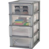 Iris Ohyama, Toren, Dressoir, Kunststof opbergorganizer met ergonomisch handvat, 10 + 4L, Unit, Met geïntegreerd handvat, BPA vrij, Kantoor, Slaapkamer, Woonkamer, OCH-2100, Grijs