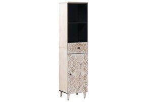 Badkamerkast met Lade - Wit Massief Mangohout - 38x33.5x160 cm - 35% Korting