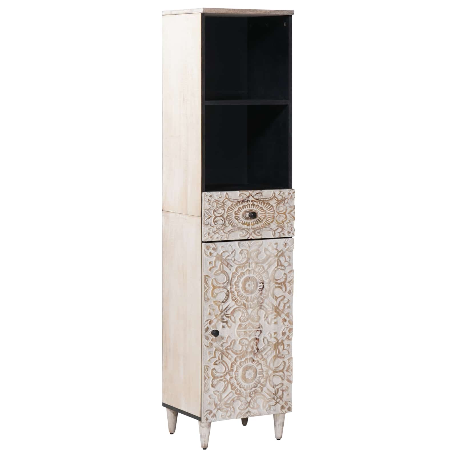 vidaXL Badkamerkast met lade Wit 38 x 33,5 x 160 cm Massief Mango Hout