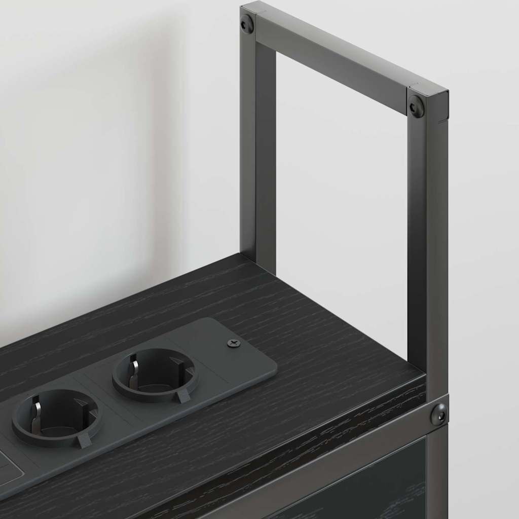 vidaXL Opberghoofdbord met Oplaadstation Zwart eiken Bewerkt hout