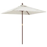 vidaXL Parasol met houten paal 198x198x231 cm zandkleurig