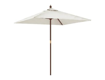 vidaXL Parasol met houten paal 198x198x231 cm zandkleurig