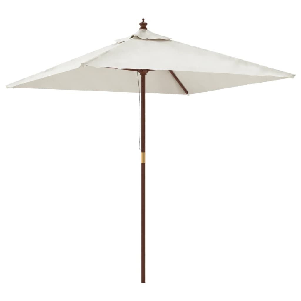 vidaXL Parasol met houten paal 198x198x231 cm zandkleurig