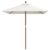 vidaXL Parasol met houten paal 198x198x231 cm zandkleurig