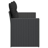 vidaXL Tuinbank met kussens 2-zits zwart poly rattan