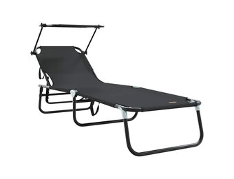 vidaXL Opvouwbare zonnebed Zwart 190 x 57 x 81 cm oxford