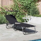 vidaXL Opvouwbare zonnebed Zwart 190 x 57 x 81 cm oxford