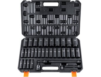 VEVOR 34-Delige Slagdopsleutelset 1/2 Inch - Diepe Doppen 8-36mm - Chroom-Molybdeenstaal