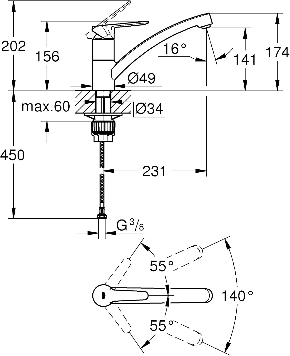 GROHE StartEco Keukenmengkraan, 31685000
