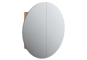Badkamerkast met Ronde Spiegel & LED - 54x54 cm Eiken - 36% Korting