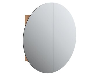 vidaXL Badkamerkast met ronde spiegel en LED 54 x 54 x 17,5 cm eiken