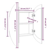 vidaXL Badkamerkast met ronde spiegel en LED 54 x 54 x 17,5 cm eiken