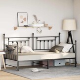 vidaXL Bedframe voor een daybed Zwart 90 x 190 cm Staal