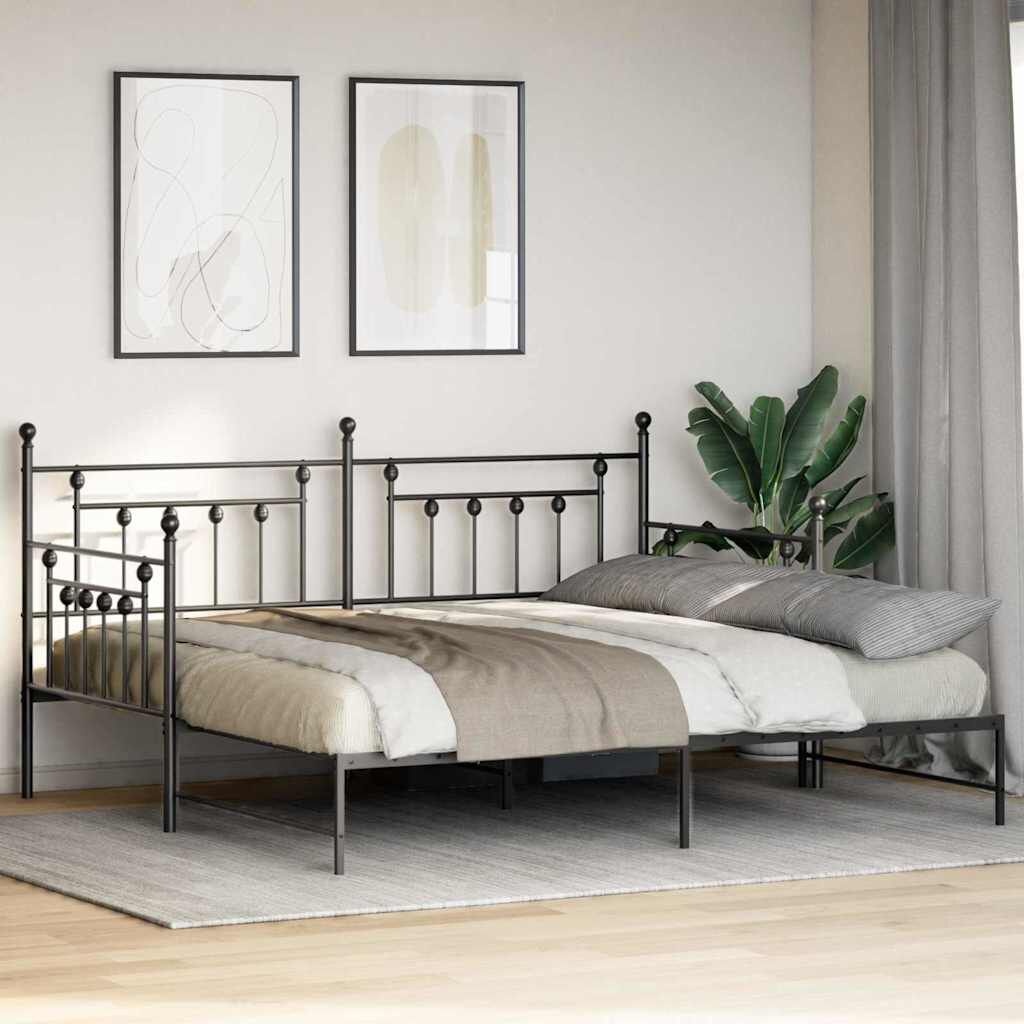 vidaXL Bedframe voor een daybed Zwart 90 x 190 cm Staal