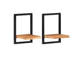 Wandschappen Massief Acaciahout & Staal (2 stuks) - 33% Korting!