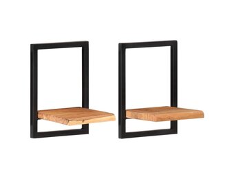 vidaXL Wandschappen 2 st 25x25x35 cm massief acaciahout en staal