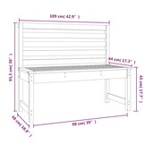 vidaXL Tuinbank 109 cm massief grenenhout grijs