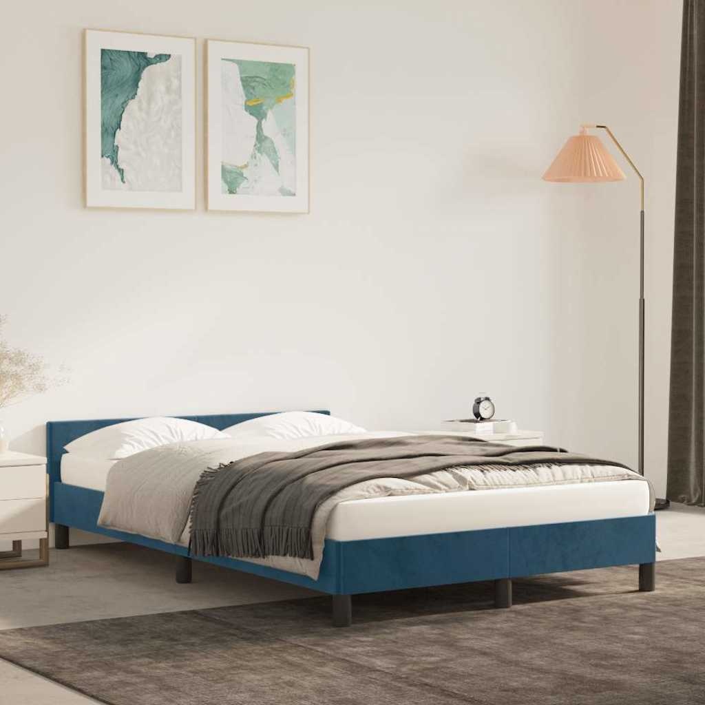vidaXL Bedframe zonder matras 120x200 cm fluweel donkerblauw