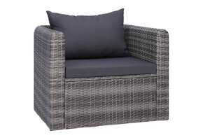 VidaXL Tuinstoel Poly Rattan Grijs met Kussens - 35% Korting