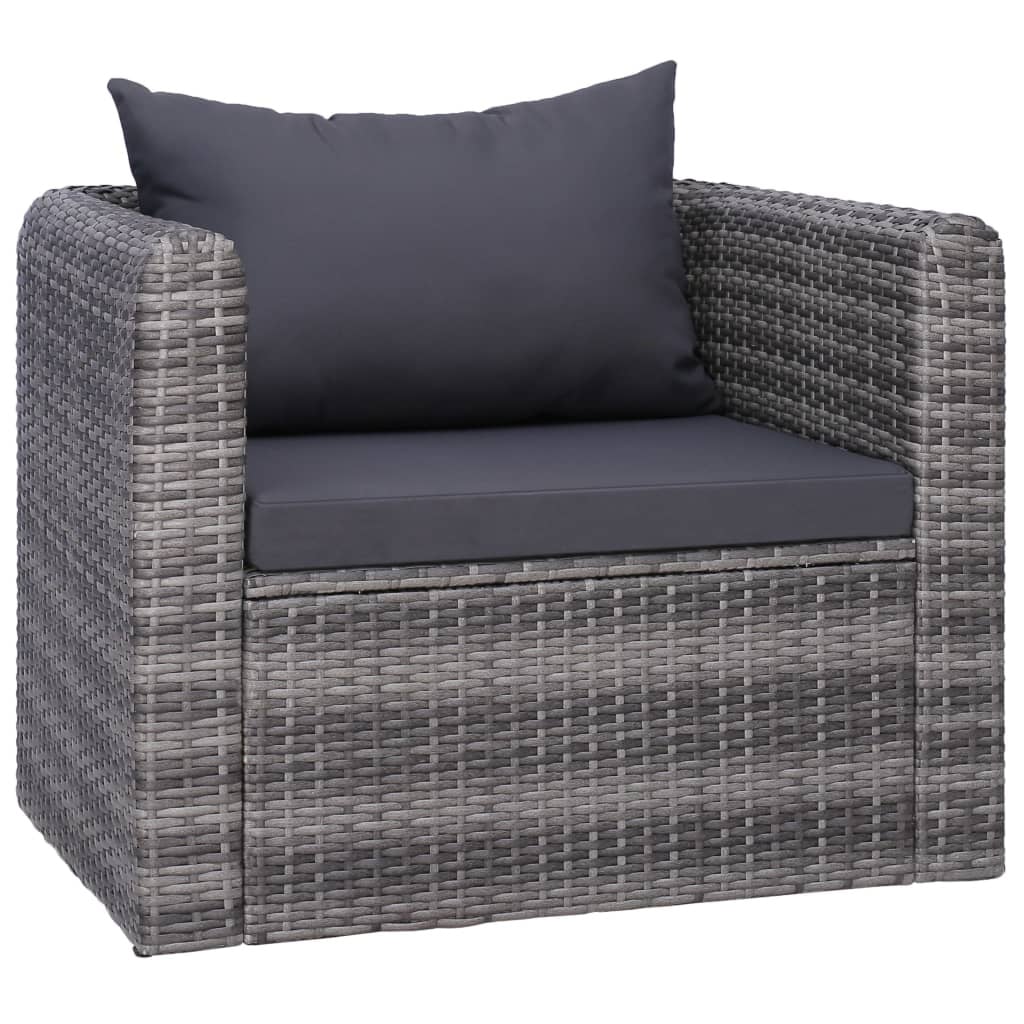 VidaXL Tuinstoel met Kussens Poly Rattan Grijs - 41% Korting