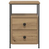vidaXL Nachtkastje 34x35,5x50 cm bewerkt hout artisanaal eikenkleurig