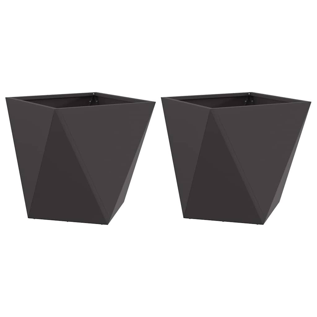 vidaXL Plantenbak 2 st Zwart 50 x 50 x 50 cm Staal