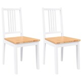 vidaXL Eetkamerstoelen 2 st massief hout rubber wit