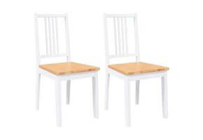 Eetkamerstoelen 2 stuks Massief Hout Wit (40% korting)